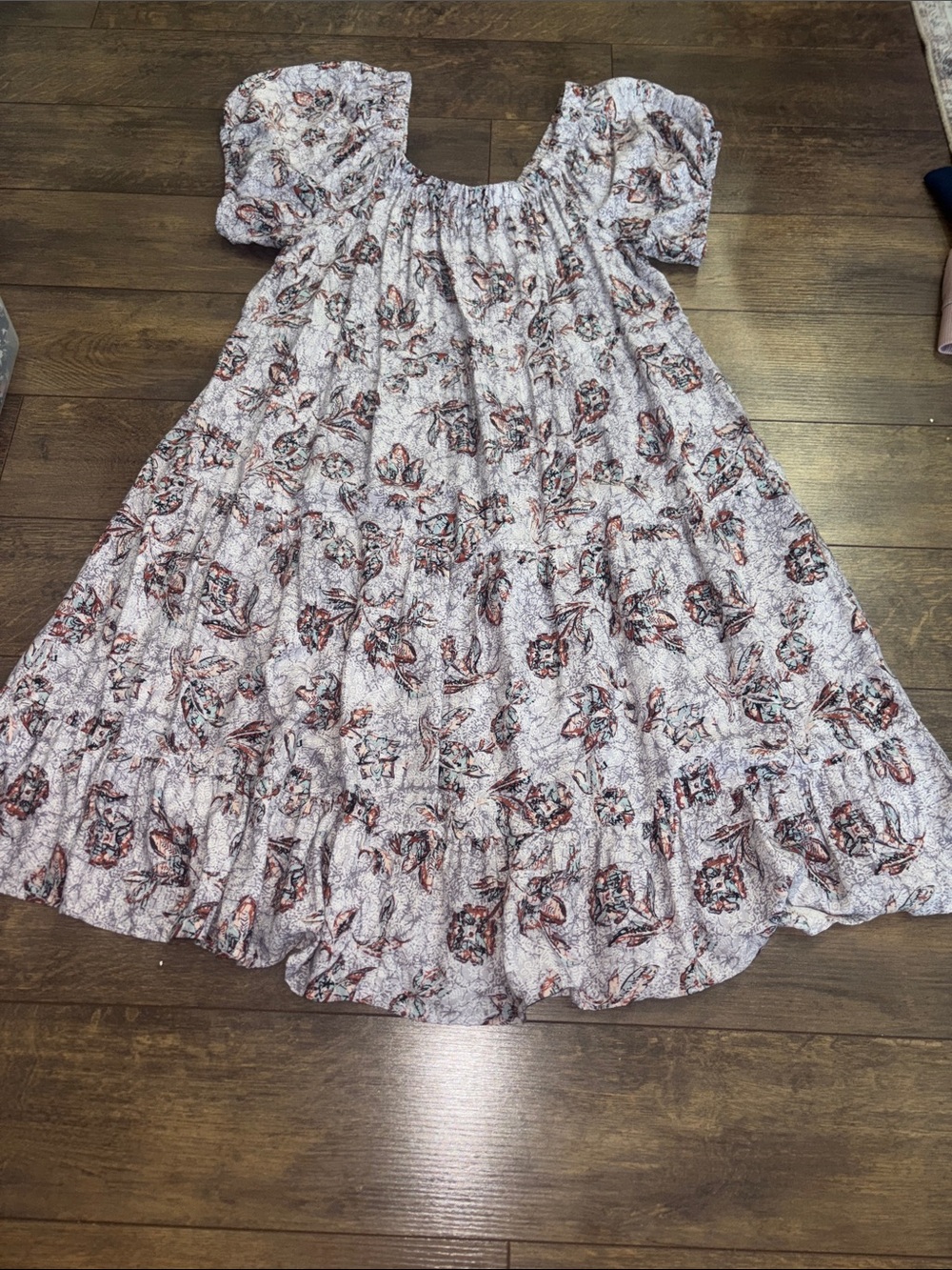Maurices Lavender Mini Dress with Rust and Black Floral Print